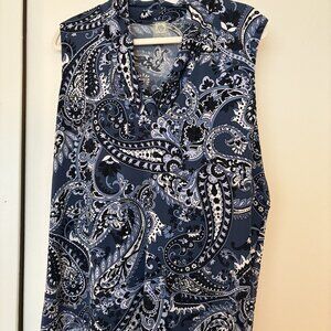 Anne Klein Paisley Blue Sleeveless Top XL